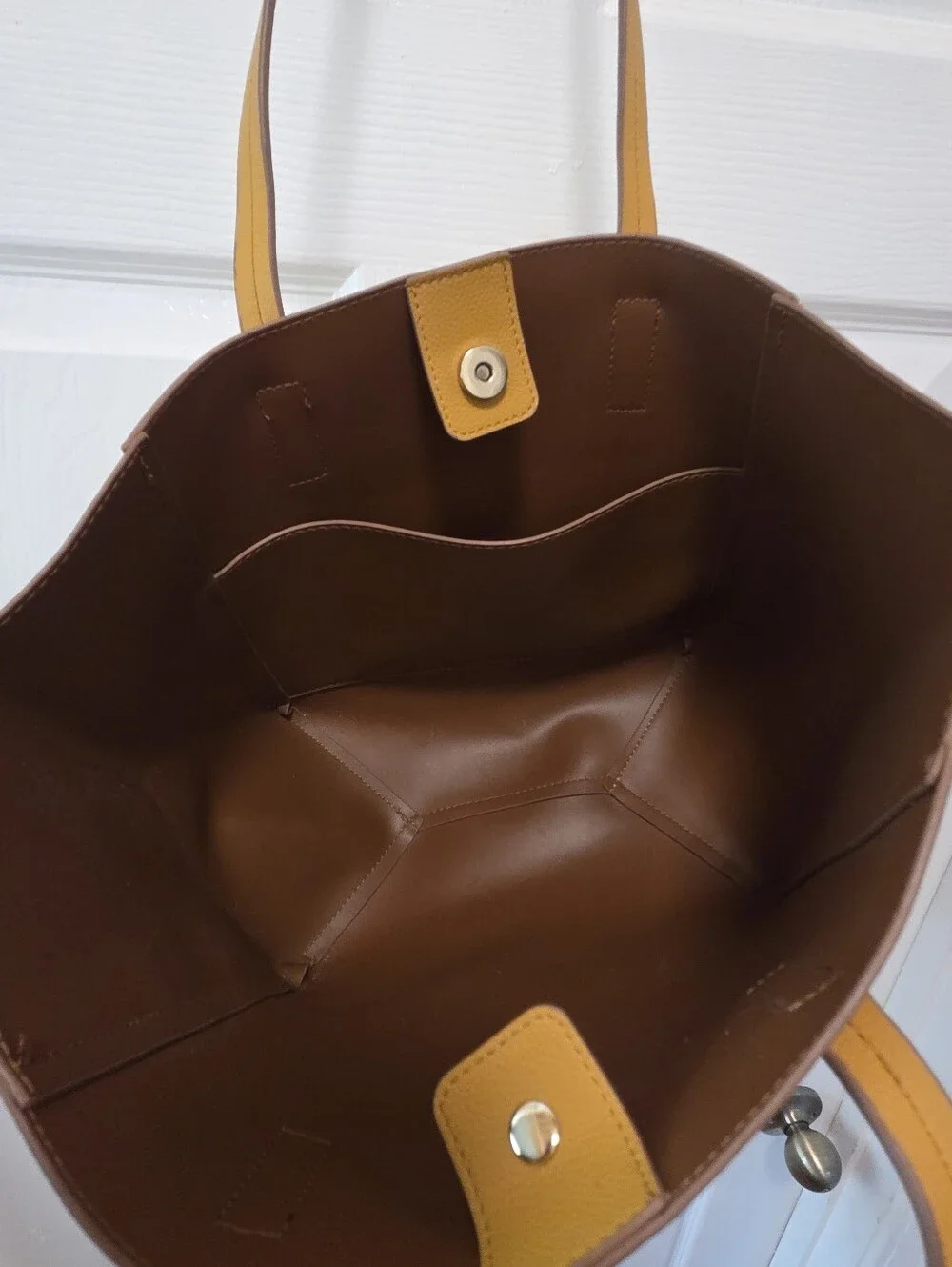 Tommy Bahama Mustard Yellow Faux Leather Tote Bag